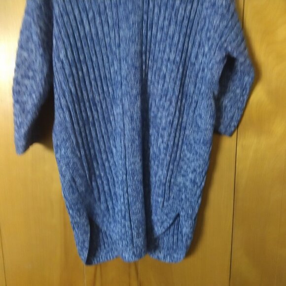 GAP Women's XS Blue Knit Open Front Cardigan Sweater 3/4 Sleeve Curved Hem - Picture 5 of 6